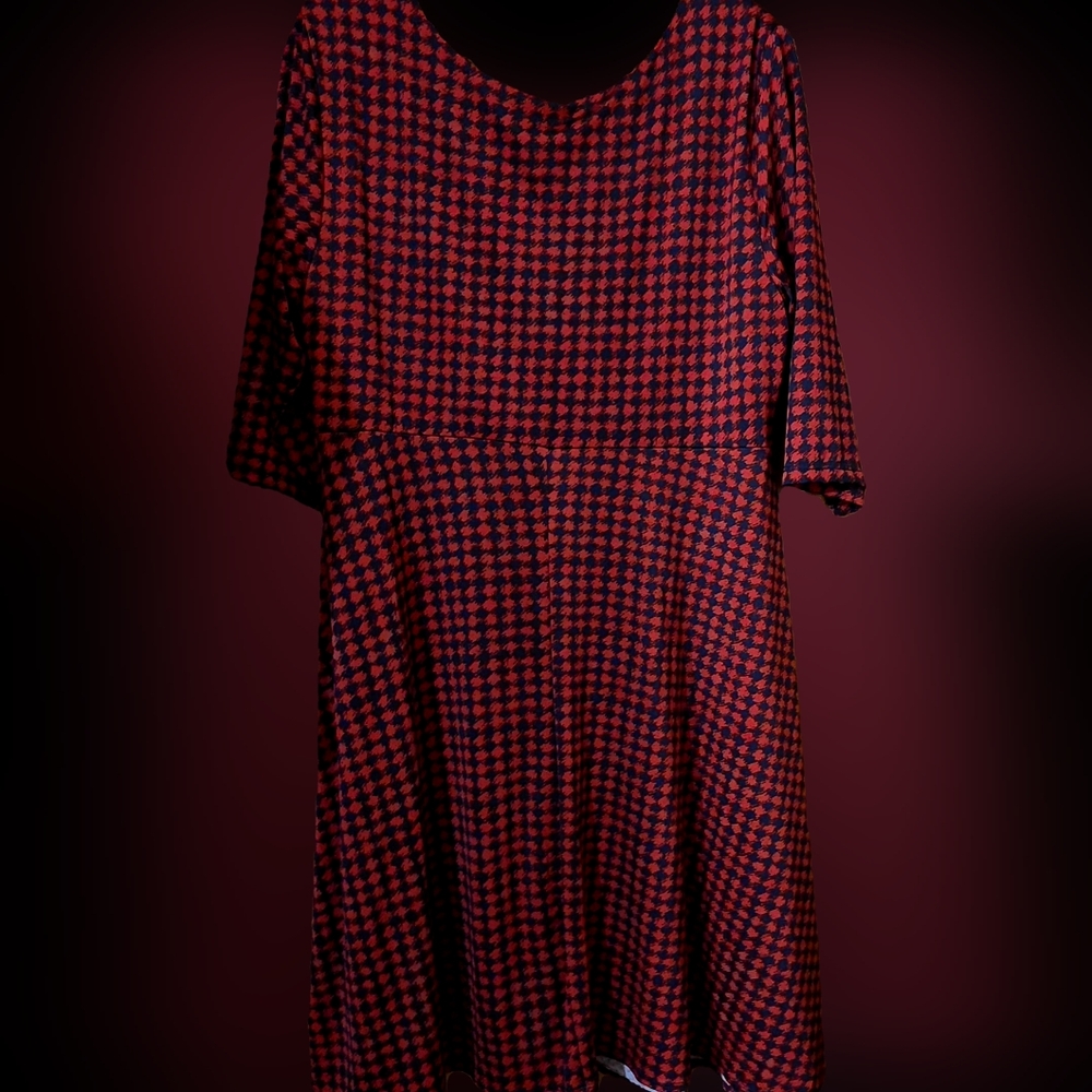Retro Red &Navy Houndstooth Vintage/Pinup Dress - Picture 4 of 11